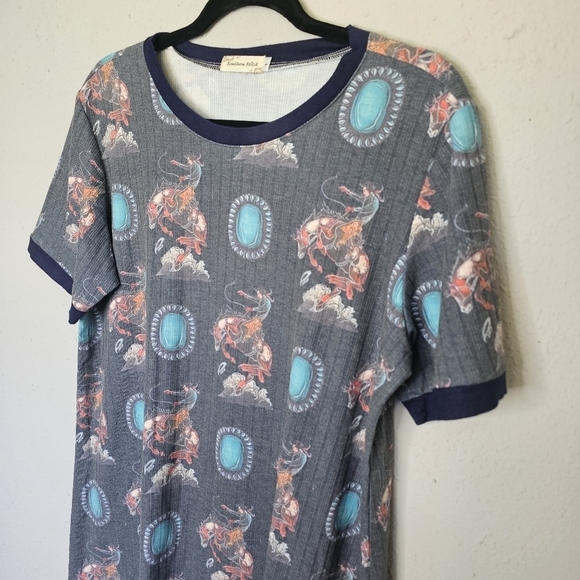 Southern Stitch Bucking Horse Riding Cowboy / Turquoise Jewel Print Size L Large - Picture 3 of 12